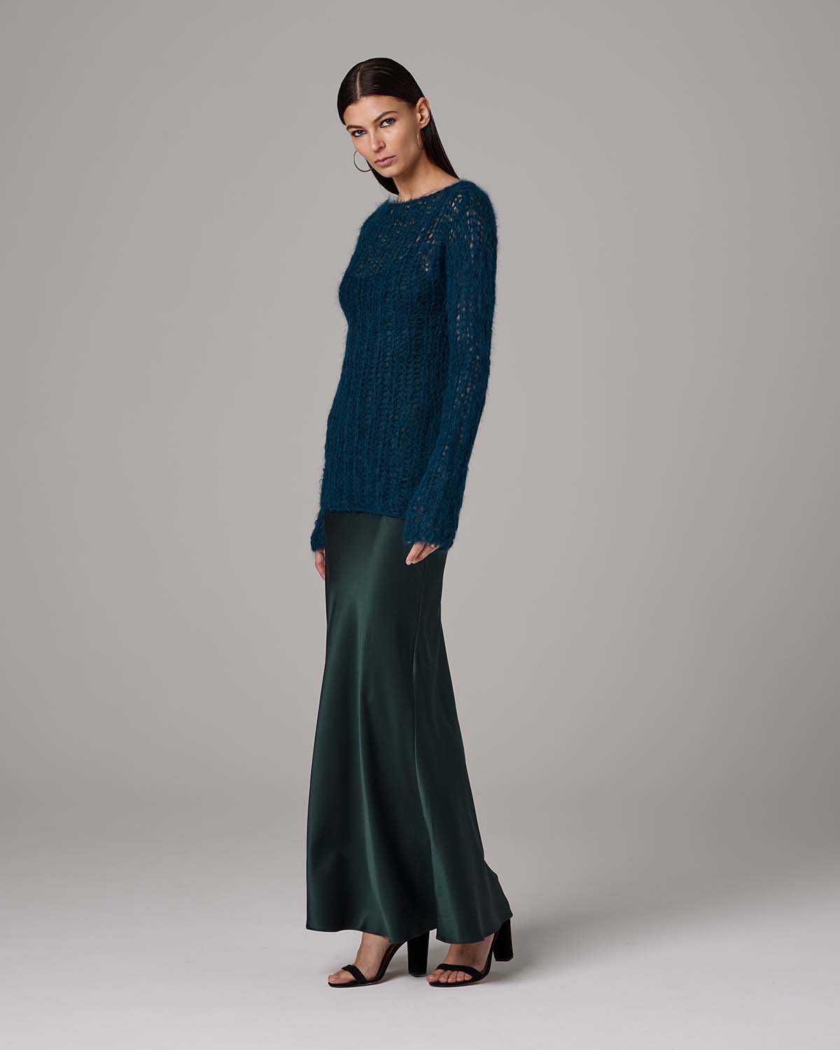 Open Mesh Boatneck Sweater - Sumiye Co