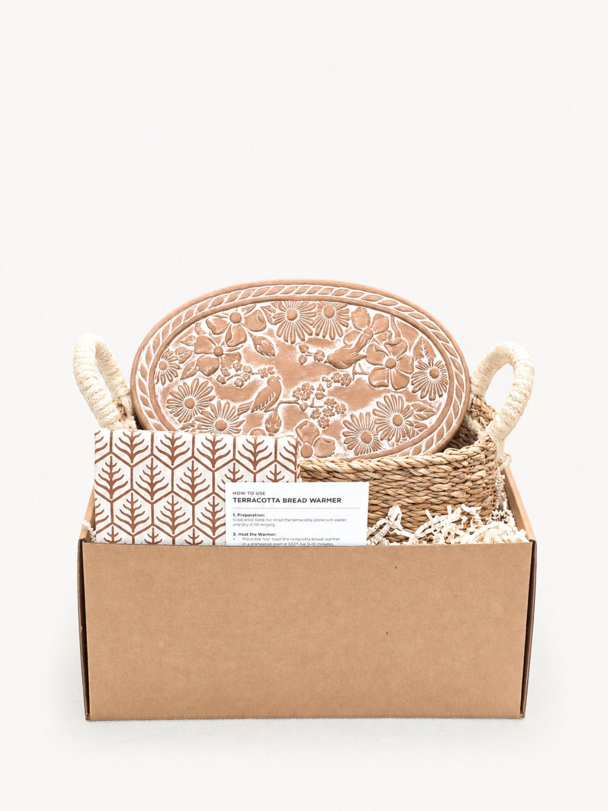 Bread Warmer & Basket Gift Set with Tea Towel - Garden Oval-0