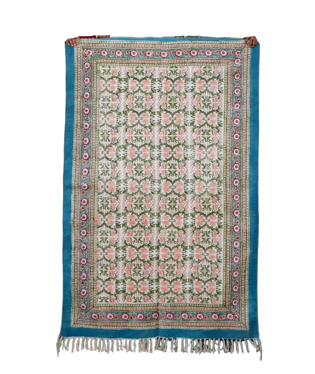 Decorative rug with floral pattern on a white background