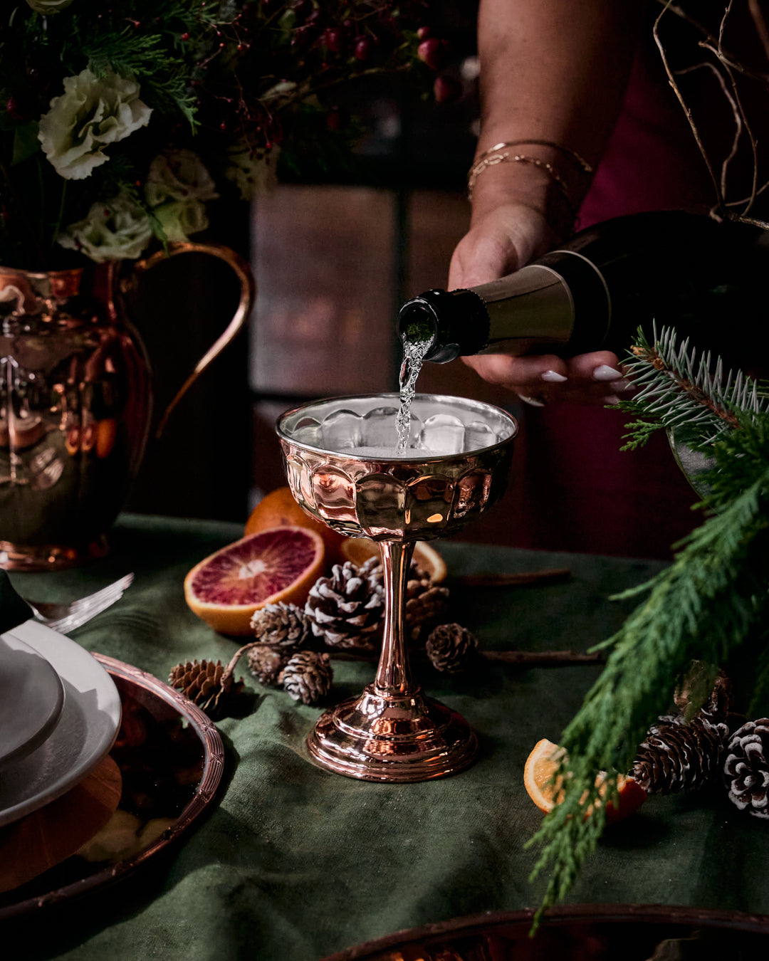 Vintage-Inspired Copper Coupe Glasses | Set of 2 | Tin-Lined, 6.25”