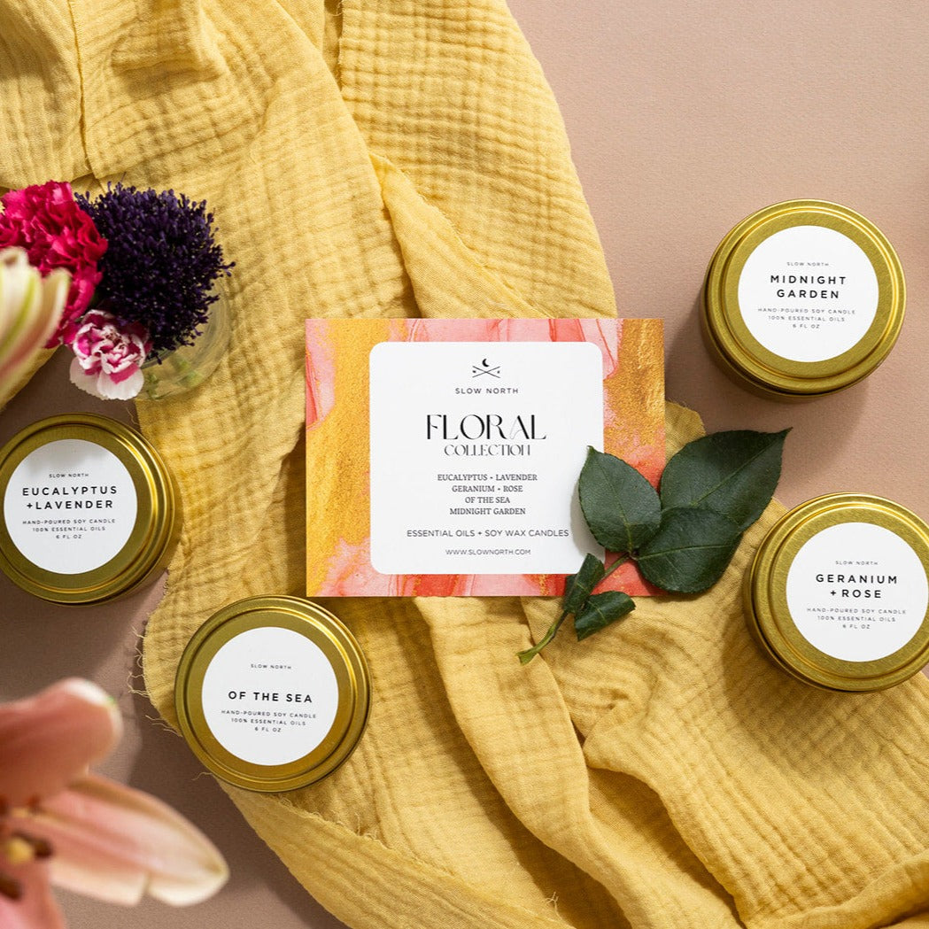 Floral Collection - 4 Pack | 6oz Travel Scented Candles