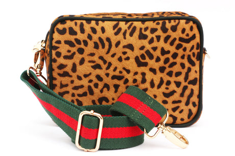 Leopard Print Leather Camera Crossbody Bag  | Ethically Sourced Hides - Sumiye Co