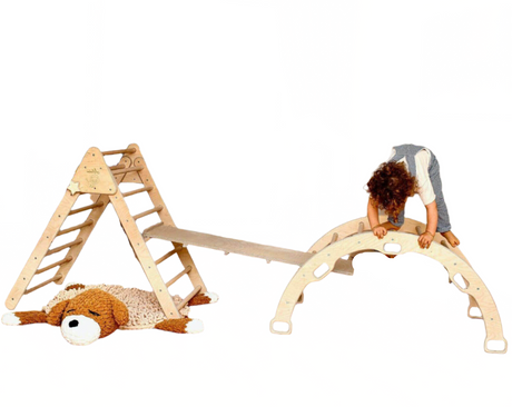 Montessori Climbing Set (3 Pieces)| Pikler Triangle, Climbing Arch & Ramp - Sumiye Co