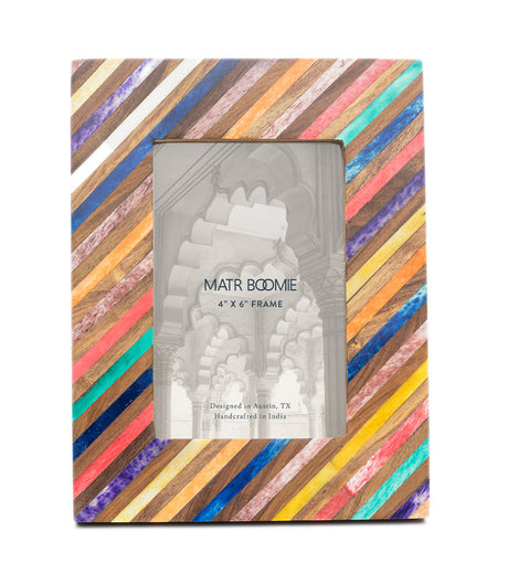 Banka Mundi 4x6 Multicolor Picture Frame - Bone, Wood Handmade - Sumiye Co