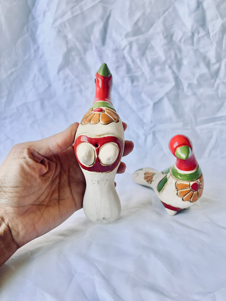 Ceramic Birds Set – Handmade Folk Art Sculpture from Colombia - Sumiye Co