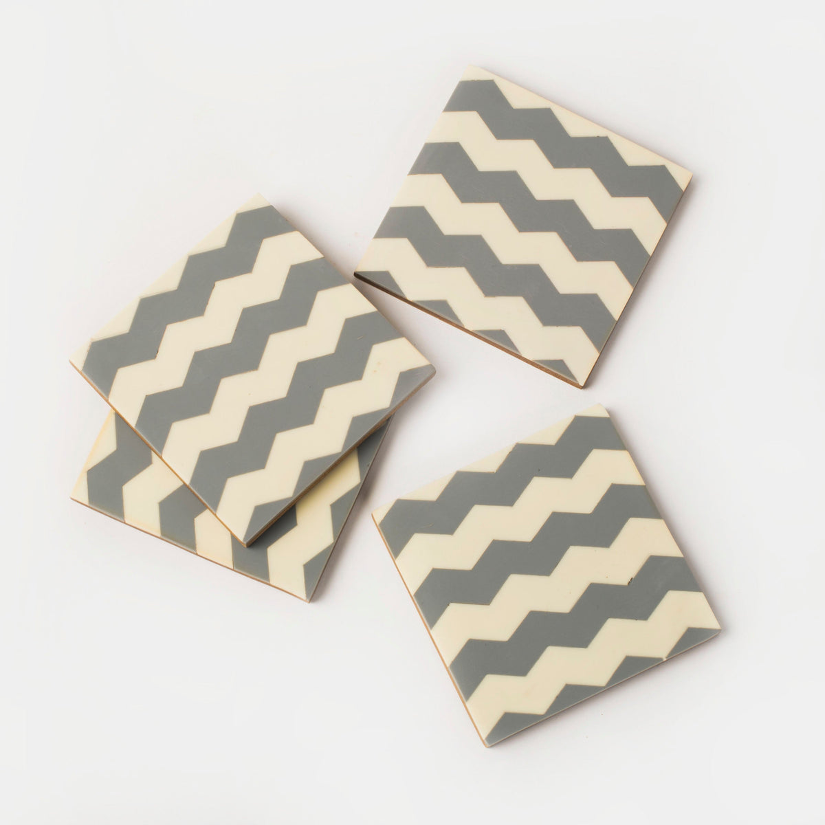 Inlaya Grey and Ivory Coasters