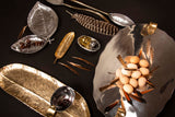 Feather Long Serving Set Polished/Gold