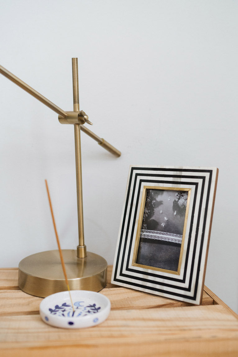 Rajiva 4x6 Black & Cream Picture Frame - Fair Trade Carved Bone - Sumiye Co