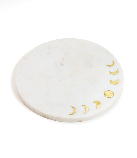 Indukala Moon Phase Cheese Charcuterie Serving Board - Brass & Marble by Matr Boomie - Sumiye Co