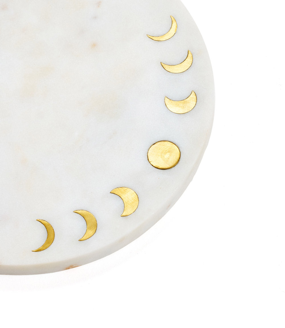 Indukala Moon Phase Cheese Charcuterie Serving Board - Brass & Marble by Matr Boomie - Sumiye Co