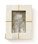 Sammita 4x6 White Picture Frame - Carved Marble Brass Inlay by Matr Boomie - Sumiye Co
