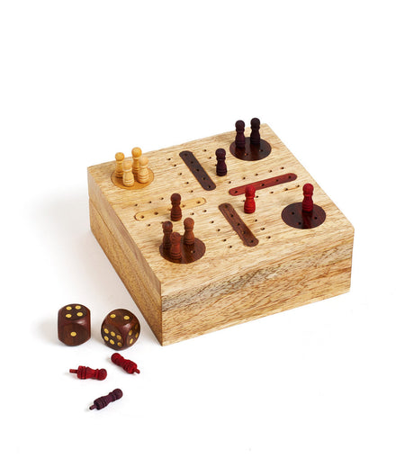 Pachisi Travel Game Set - Hand Carved, Fair Trade by Matr Boomie - Sumiye Co