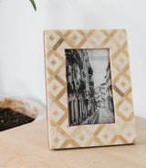 Dari Sandstone Mosaic 4x6 Picture Frame - Hand Carved Bone - Sumiye Co