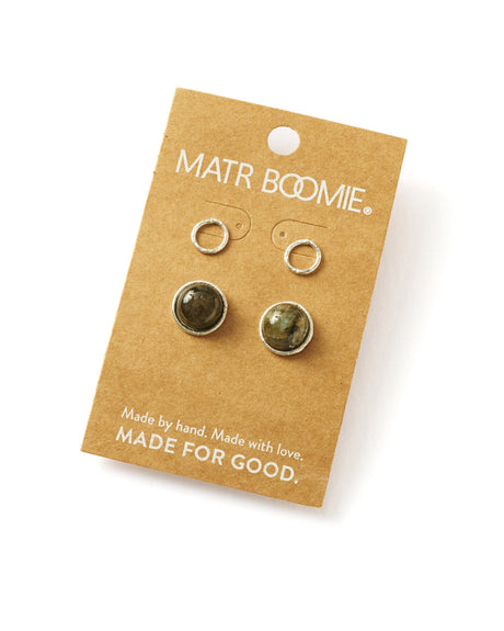 Indali Labradorite Stud Earrings - Set of 2 Semi Precious by Matr Boomie - Sumiye Co