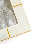 Sammita 4x6 White Picture Frame - Carved Marble Brass Inlay by Matr Boomie - Sumiye Co