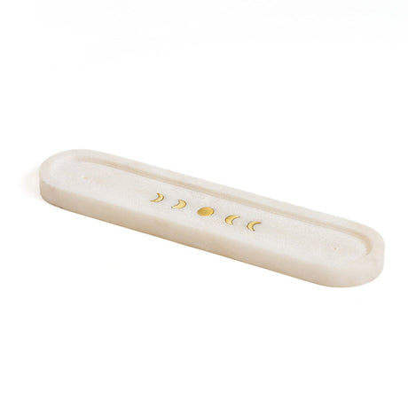 Indukala Moon Phase Incense Holder - White Carved Marble by Matr Boomie - Sumiye Co