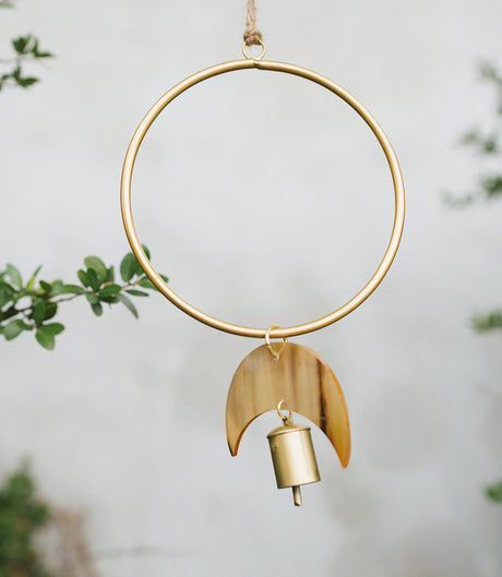 Chayana Orbit Moon Wind Chime  - Carved Horn, Hand Tuned by Matr Boomie - Sumiye Co
