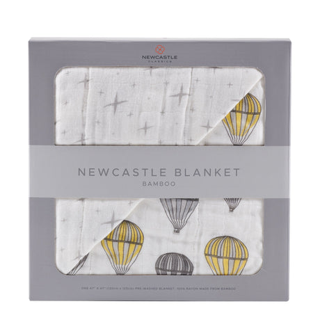 Hot Air Balloon and Northern Star Bamboo Muslin Newcastle Blanket-0