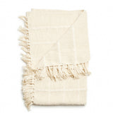 Sea Shell White Textured Checks Handloom Throw - Sumiye Co