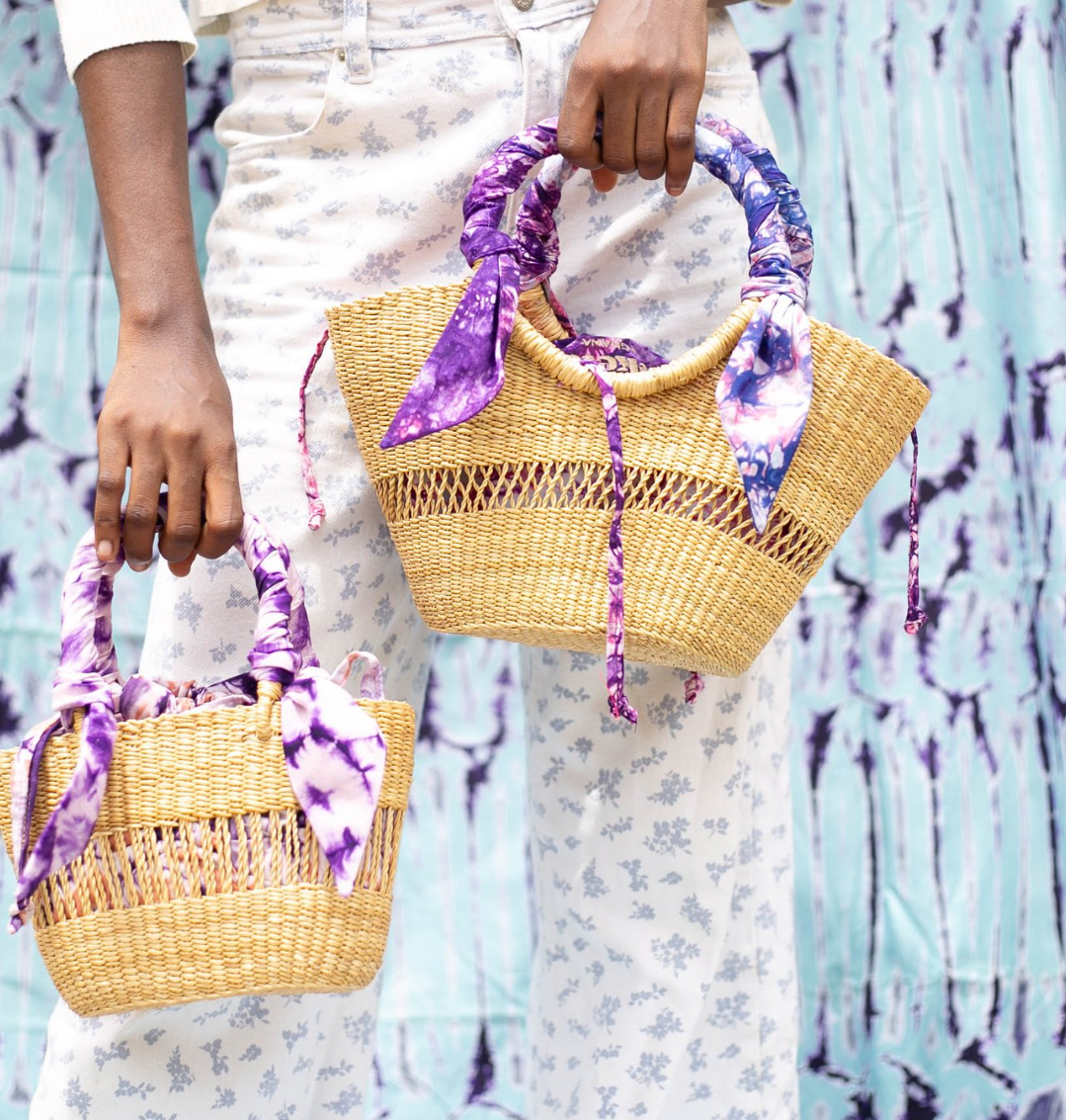 Ayine Bag Mini - Natural w/ Purple and Pale Lining - Sumiye Co