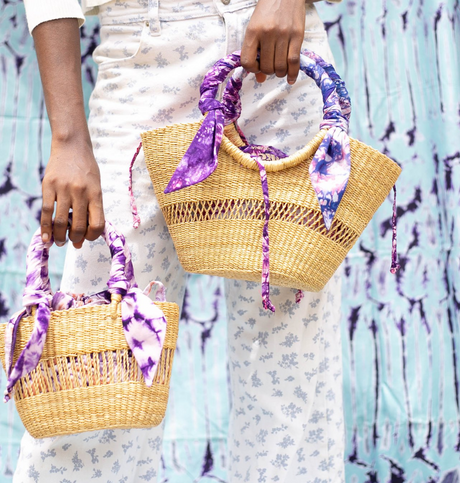Ayine Bag Mini - Natural w/ Purple and Pale Lining - Sumiye Co