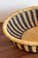 Handwoven Large Tray Basket - Natural & Black