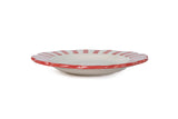 Ceramic Stripe Salad Plate, Red- 8.25x 8.25 x 1.25 Inches ( Set of 2 )