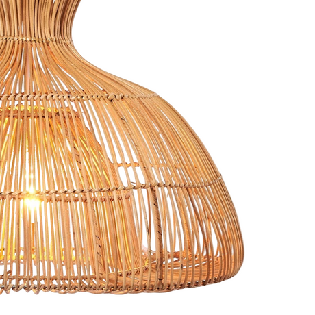 Wicker pendant light on a white background