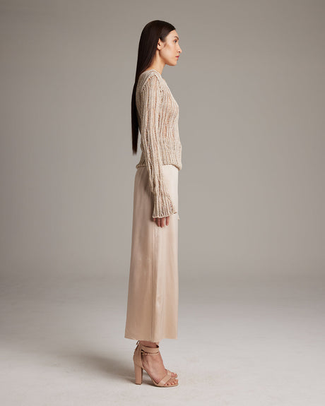 Lace Knit Boatneck Sweater - Sumiye Co