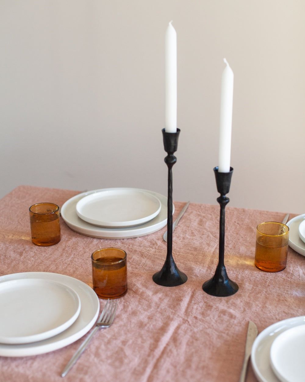 S/2 Gemini Candlesticks - Black Finish - Sumiye Co