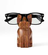 Cat Eyeglass Holder Stand - Hand Carved Wood by Matr Boomie - Sumiye Co