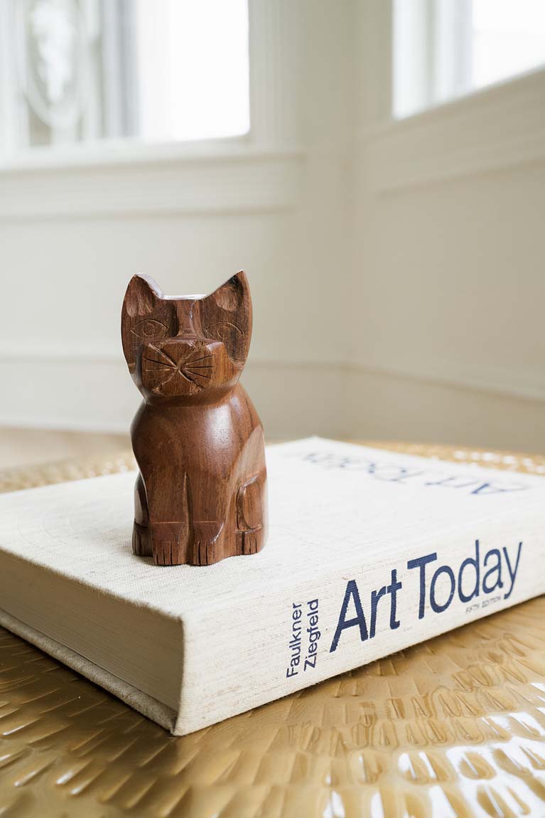 Cat Eyeglass Holder Stand - Hand Carved Wood by Matr Boomie - Sumiye Co