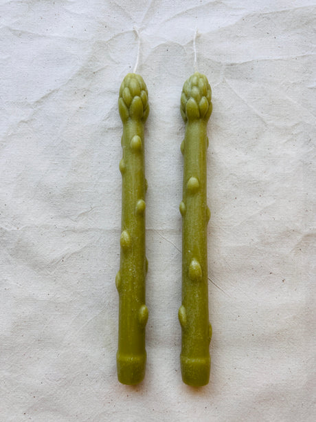 Handcrafted Asparagus Candles – Botanical Taper Candles – Set of 2 - Sumiye Co