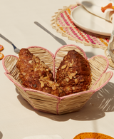 Flower Woven Bread Basket - Pink Trim