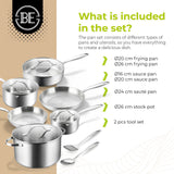 BE | LIVING Essential Series 12 pcs Cookware Set (Triply Stainless Steel)