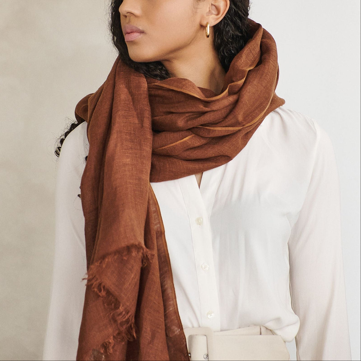 Hand Woven Linen Silk Blend Scarf