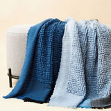 Macaroon Midnight Dark Blue Plush Textured Merino Handloom Throw - Sumiye Co