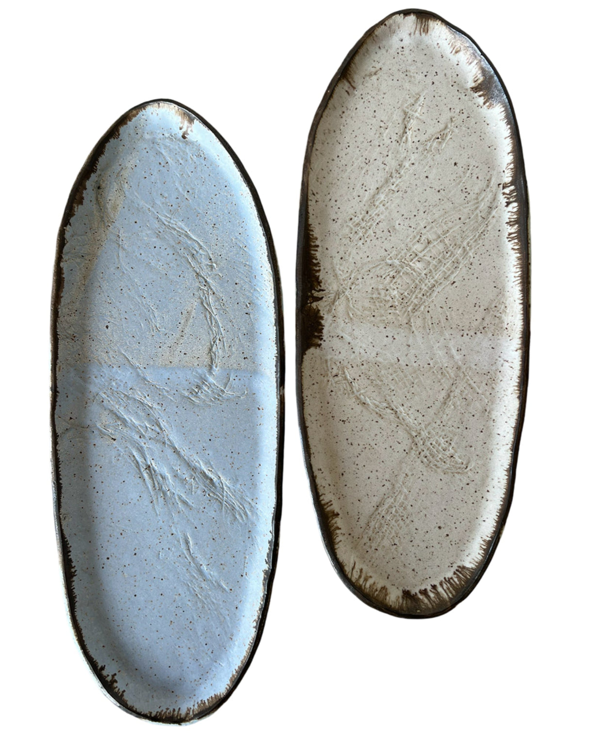 Luna Large Oval Trays | Farmhouse Style Stoneware Clay - Sumiye Co