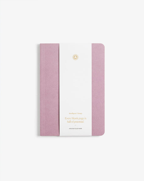 Essential notebook by Intelligent Change created with bespoke paper and made in Germany, Lined long-form journaling notebook with dated pages. Pink