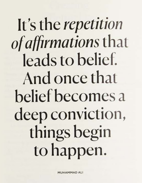 Motivational quote by Muhammad Ali on a beige background