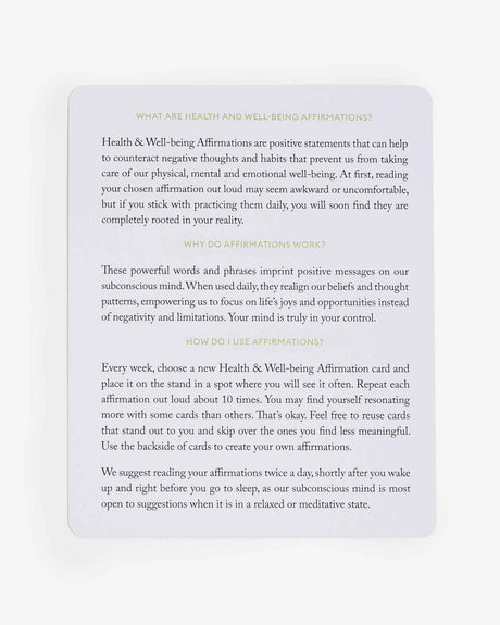 Mindful Affirmations for Health & Wellbeing - Sumiye Co