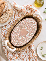 Bread Warmer & Basket Gift Set with Tea Towel - Vintage Vine Oval-1