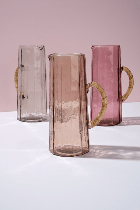 Hammered water pitcher, Natural -6.25 x 9.5 Inches ( Set of 2 ) - Sumiye Co