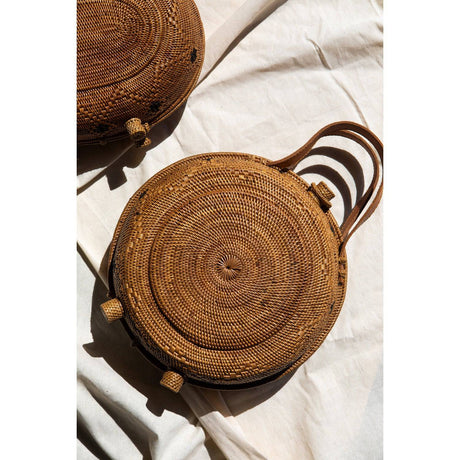 Emma Oversized Rattan Round Satchel - Sumiye Co