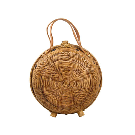 Emma Oversized Rattan Round Satchel - Sumiye Co