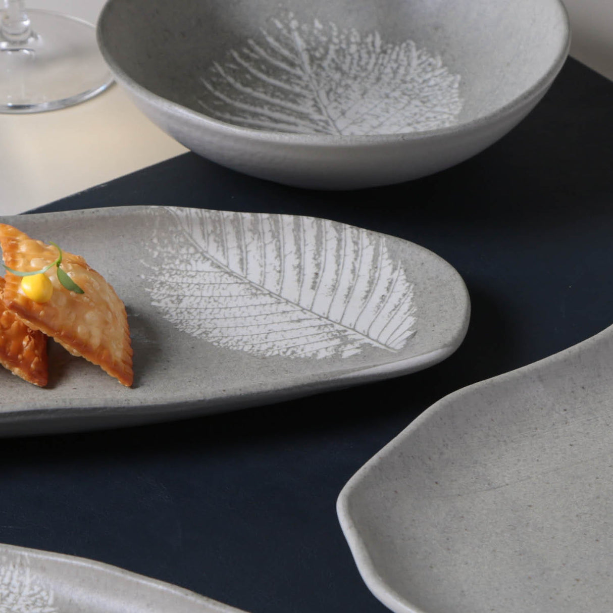 Shallow Organic Oval Platter Large Set of 4