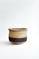 Handwoven Natural and Black Planter Basket