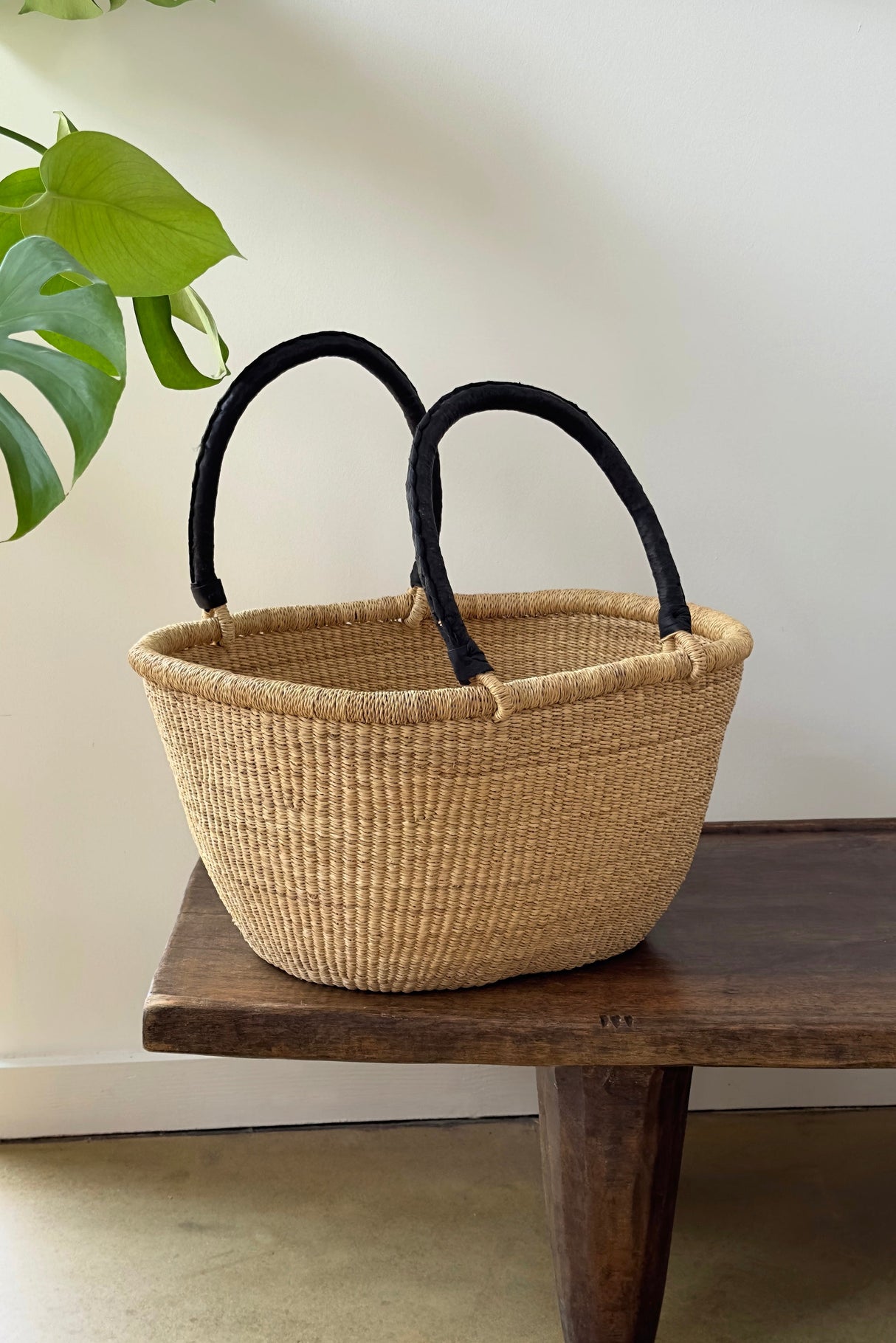 Handwoven Double Weave Oval Market Basket