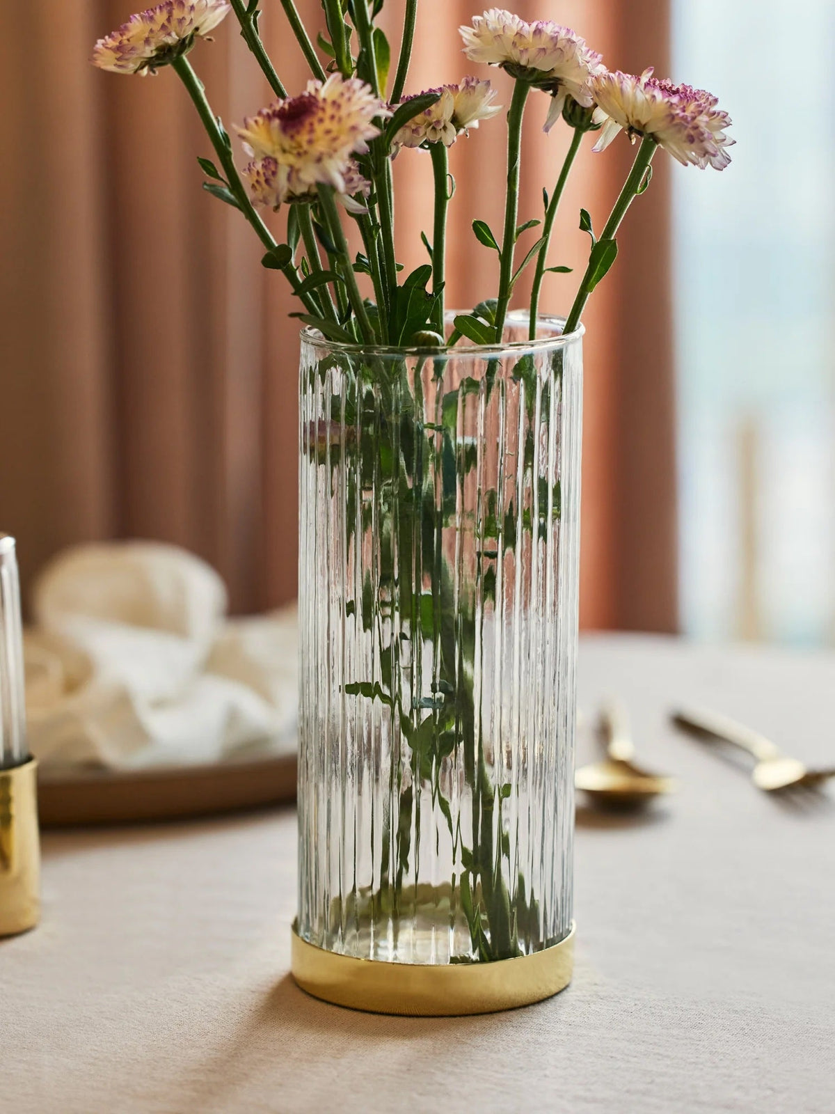 Fluted Glass Vase/Planter, Medium