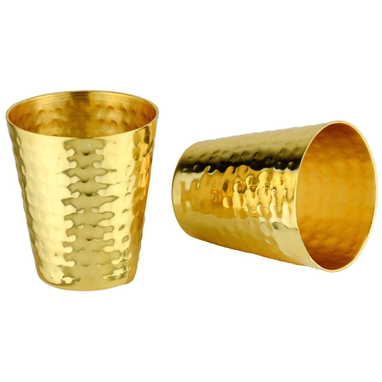 S/2 Hammered Copper Shot Glasses w/ 24K Gold-Plate - Sumiye Co